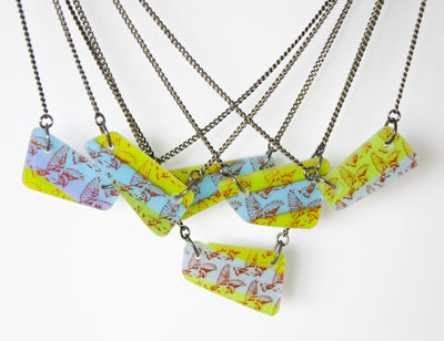 New style added - Flying Bird art glass necklaces on brass chain