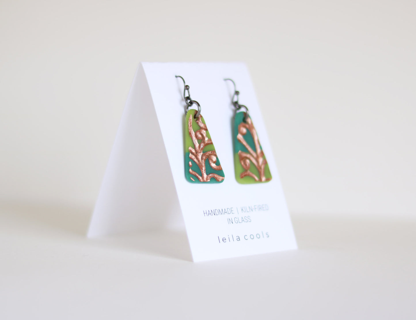 Triangle Pressed Glass Drop Earrings - One-of-a-kind