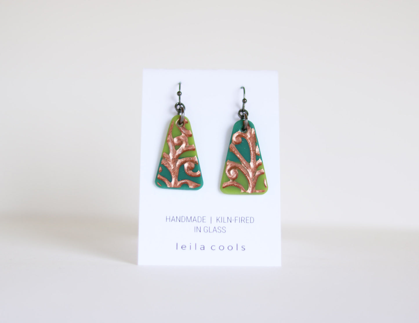 Triangle Pressed Glass Drop Earrings - One-of-a-kind