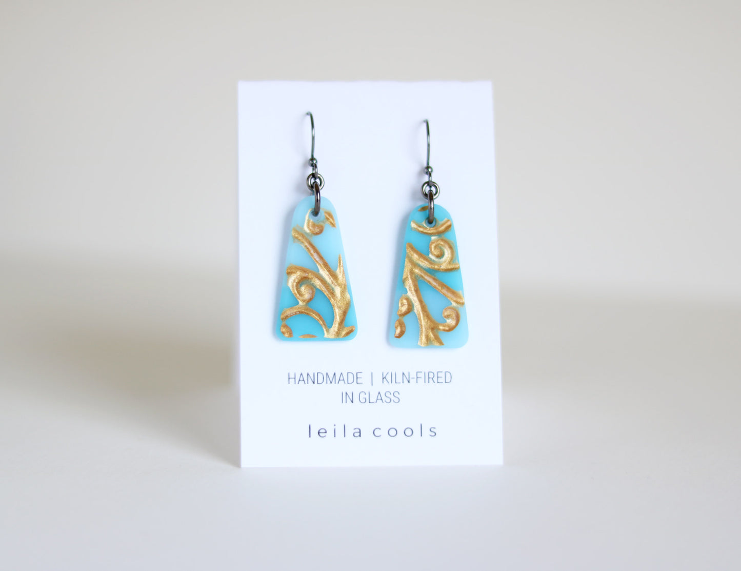 Triangle Pressed Glass Drop Earrings - One-of-a-kind