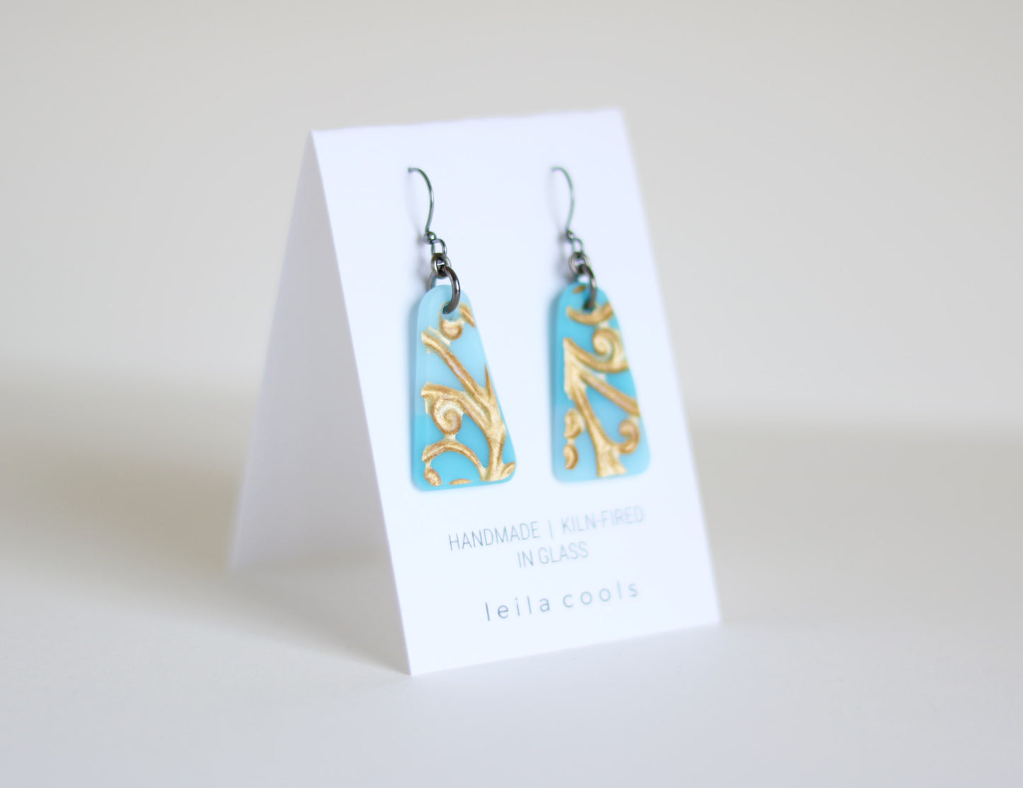 Triangle Pressed Glass Drop Earrings - One-of-a-kind