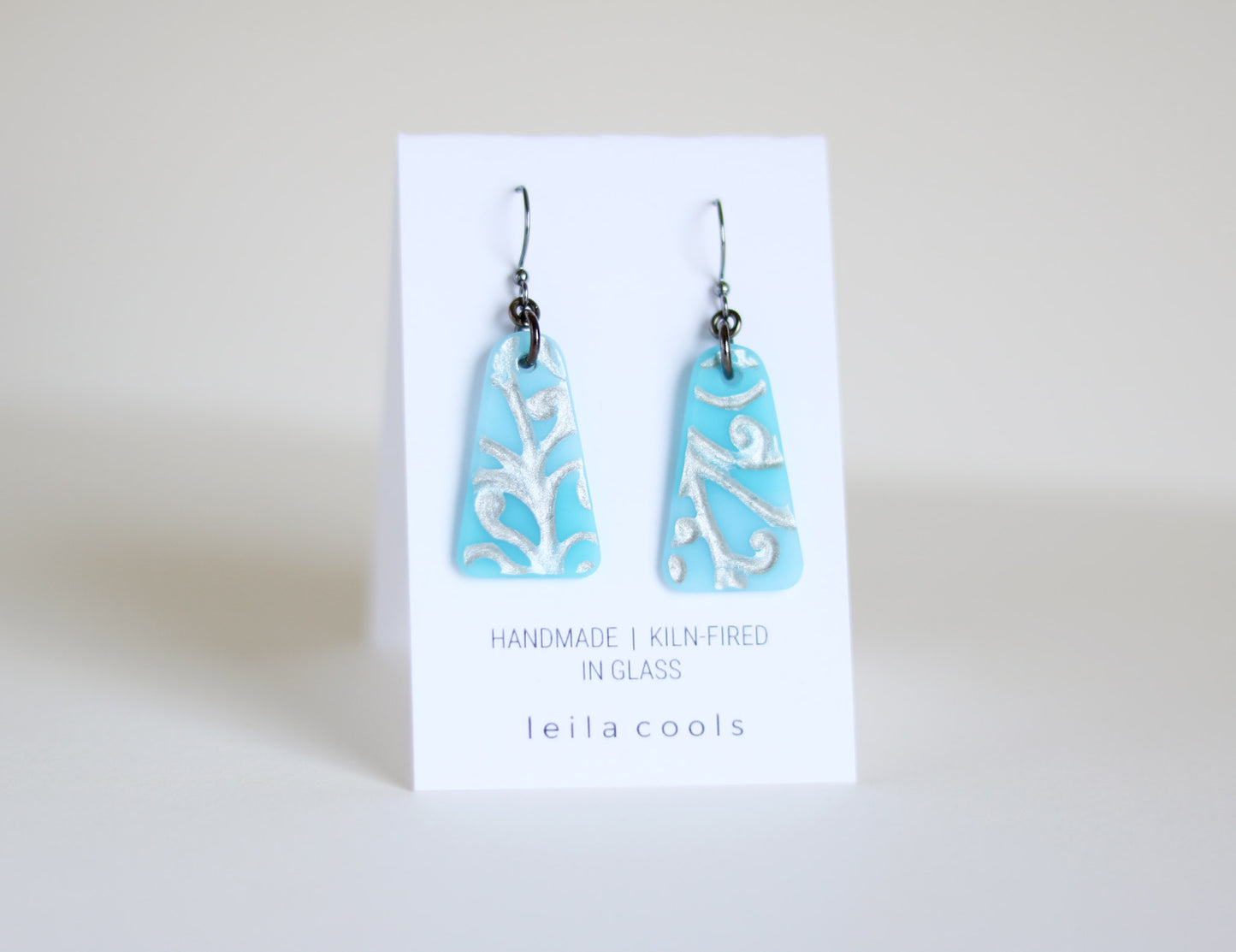 Triangle Pressed Glass Drop Earrings - One-of-a-kind