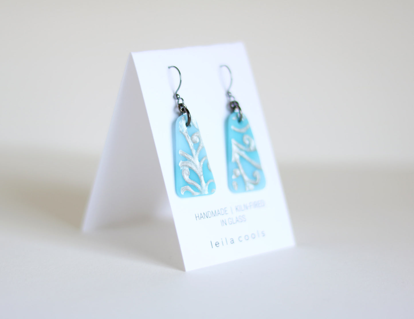 Triangle Pressed Glass Drop Earrings - One-of-a-kind