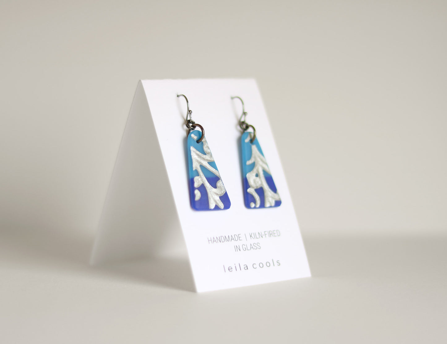 Triangle Pressed Glass Drop Earrings - One-of-a-kind