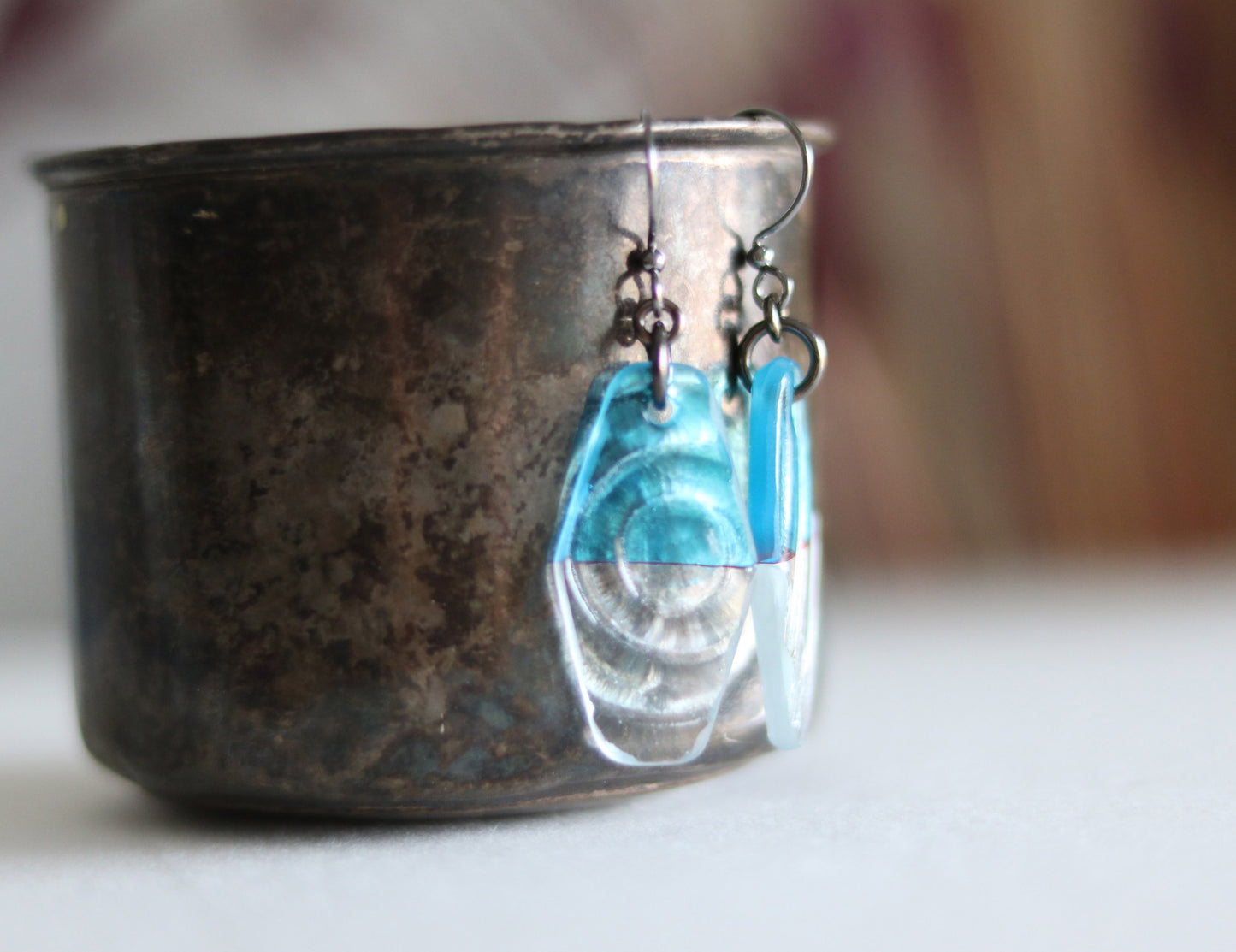 Pressed Glass Drop Earrings