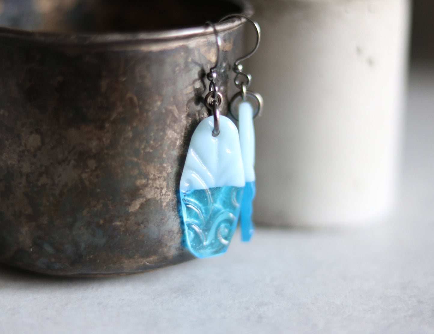 Pressed Glass Drop Earrings