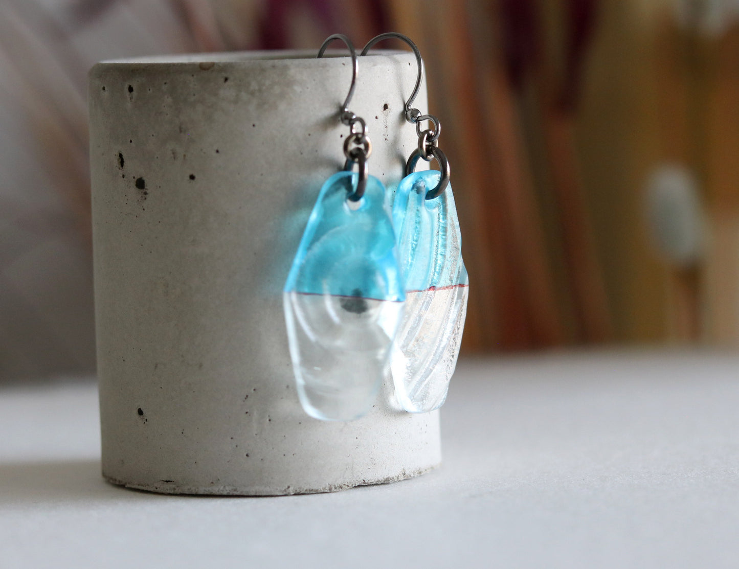 Pressed Glass Drop Earrings