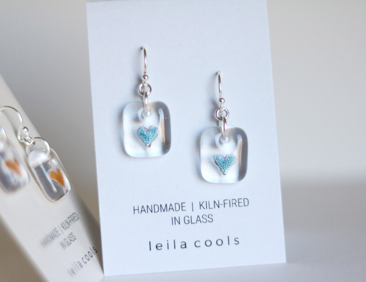 Heart Earrings - Aqua Blue