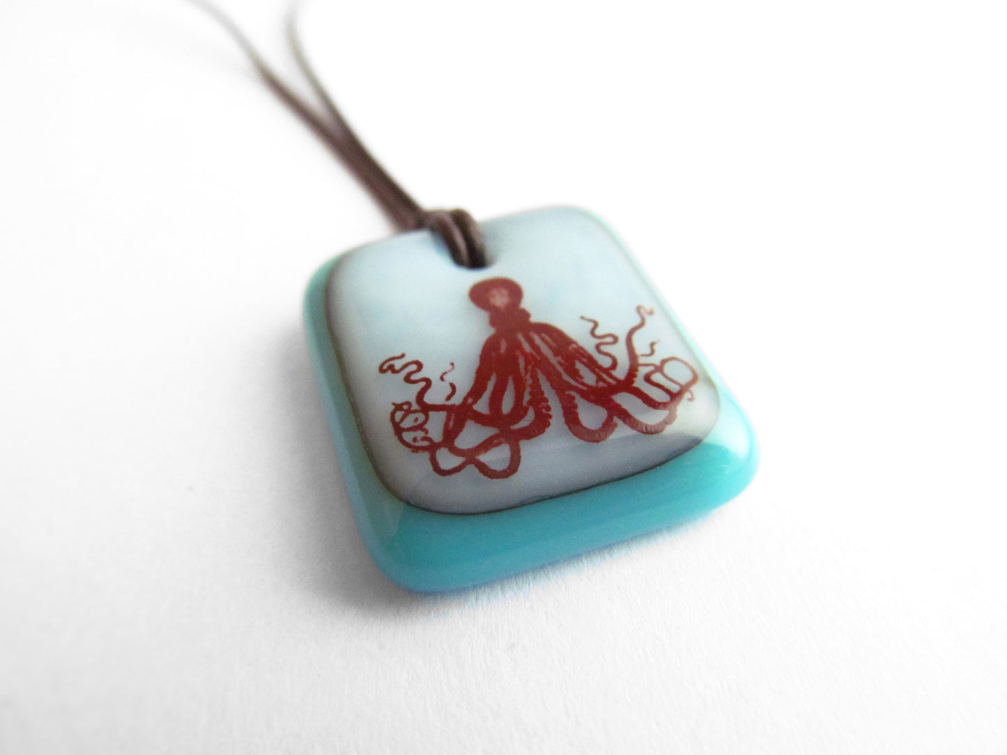 Octopus gift jewellery handmade in glass.