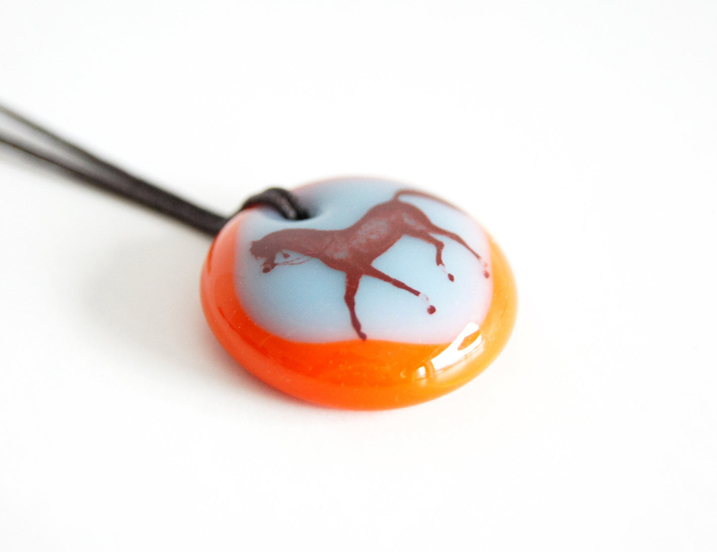 Horse necklace handmade in colorful glass