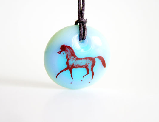 arabian horse necklace in blue, aquamarine and mint green