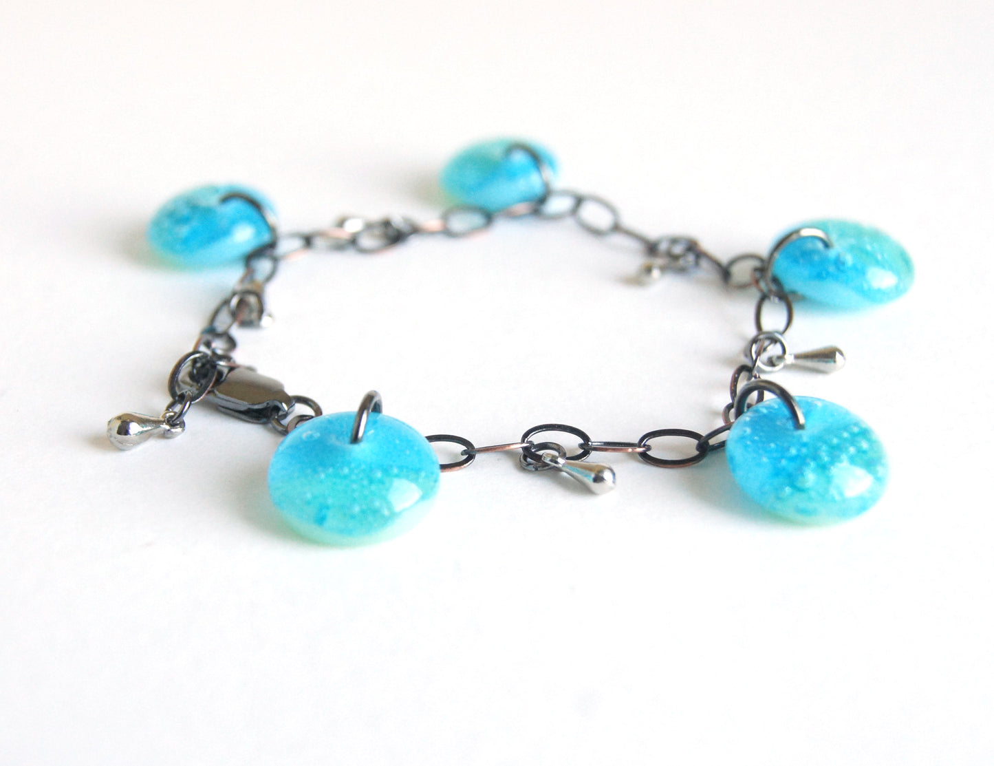 Aqua Glass Drop Bracelet