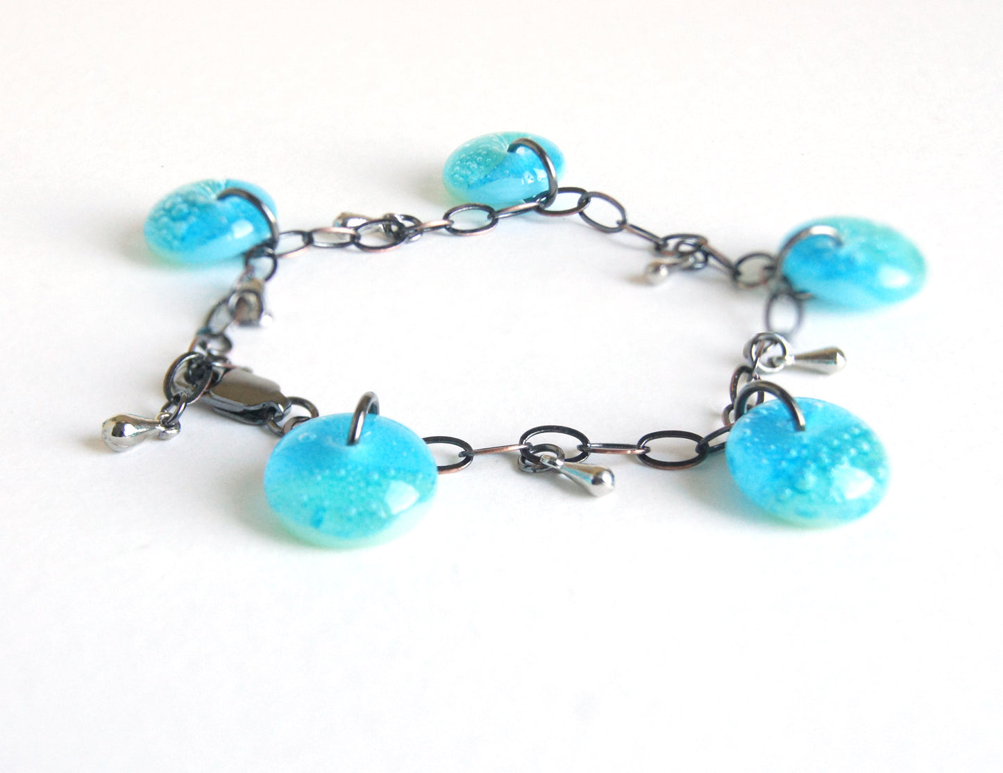 Aqua Glass Drop Bracelet