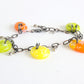 Summery yellow, green and orange glass drop bracelet on bronze color chain.