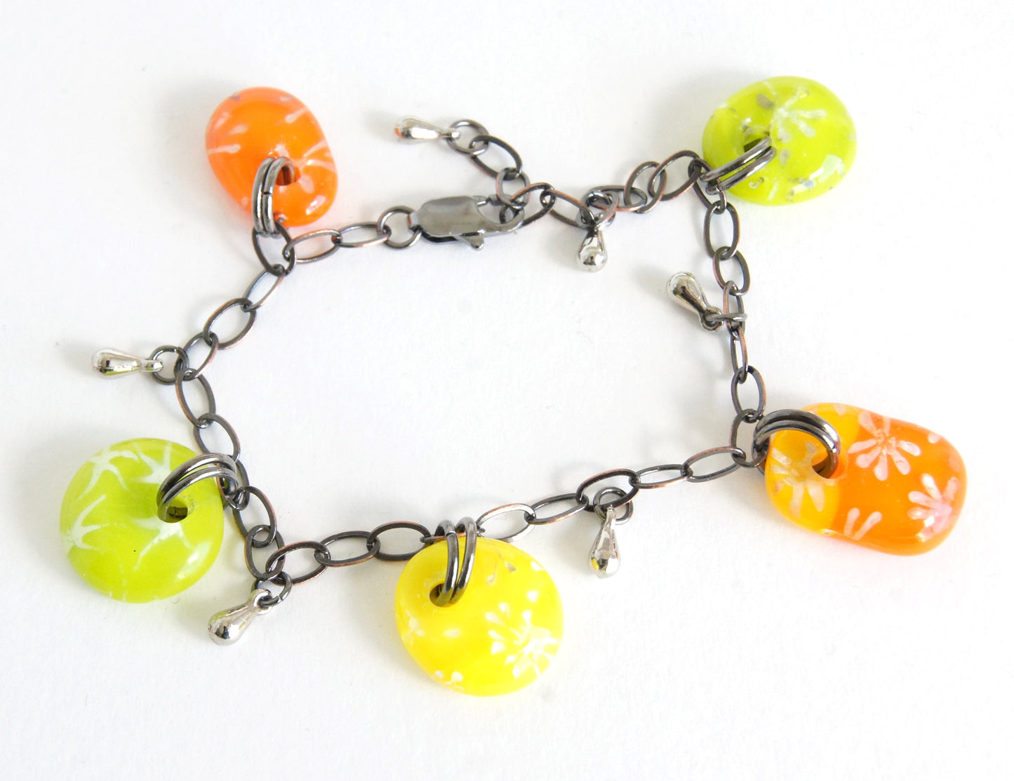 One of a kind adjustable fused glass bracelet