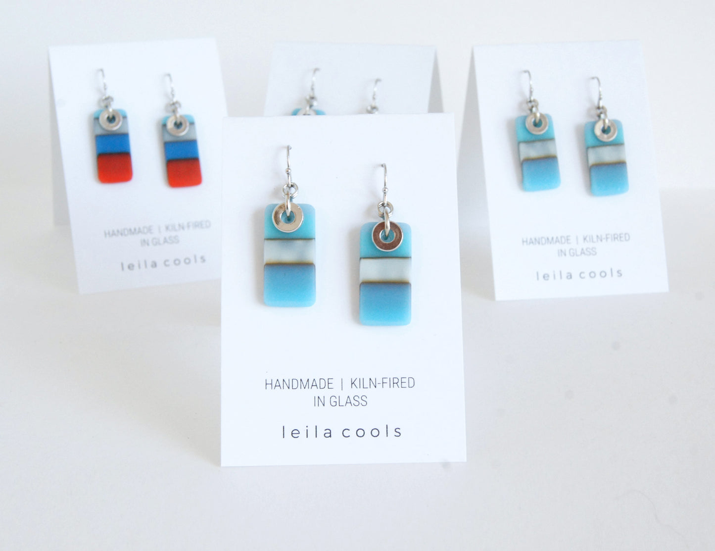 Colour Block Earrings - Blue Blue