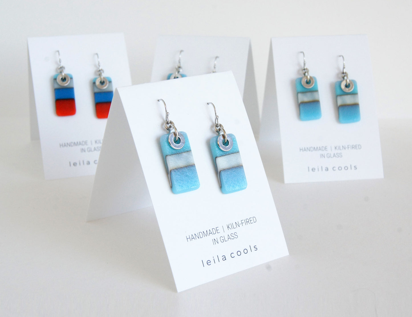 Colour Block Earrings - Blue Blue