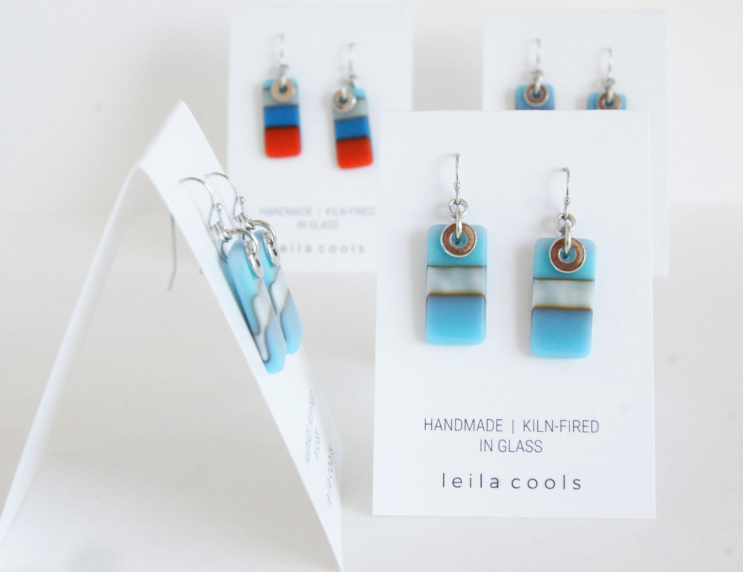 Colour Block Earrings - Blue Blue