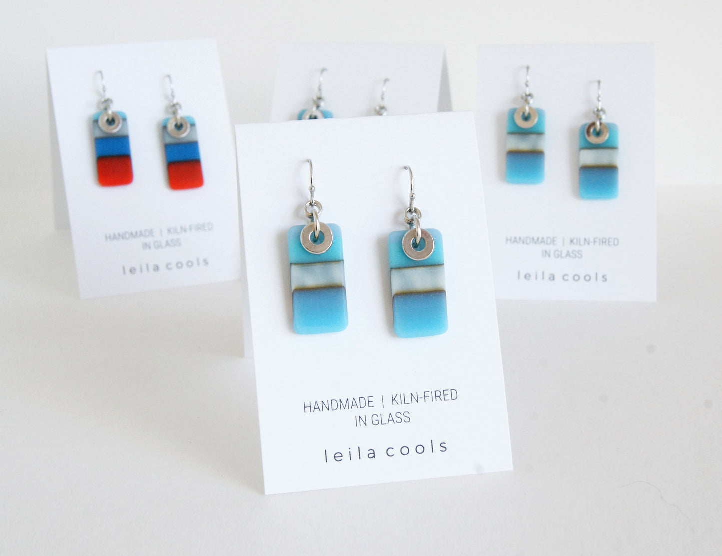 Colour Block Earrings - Blue Blue