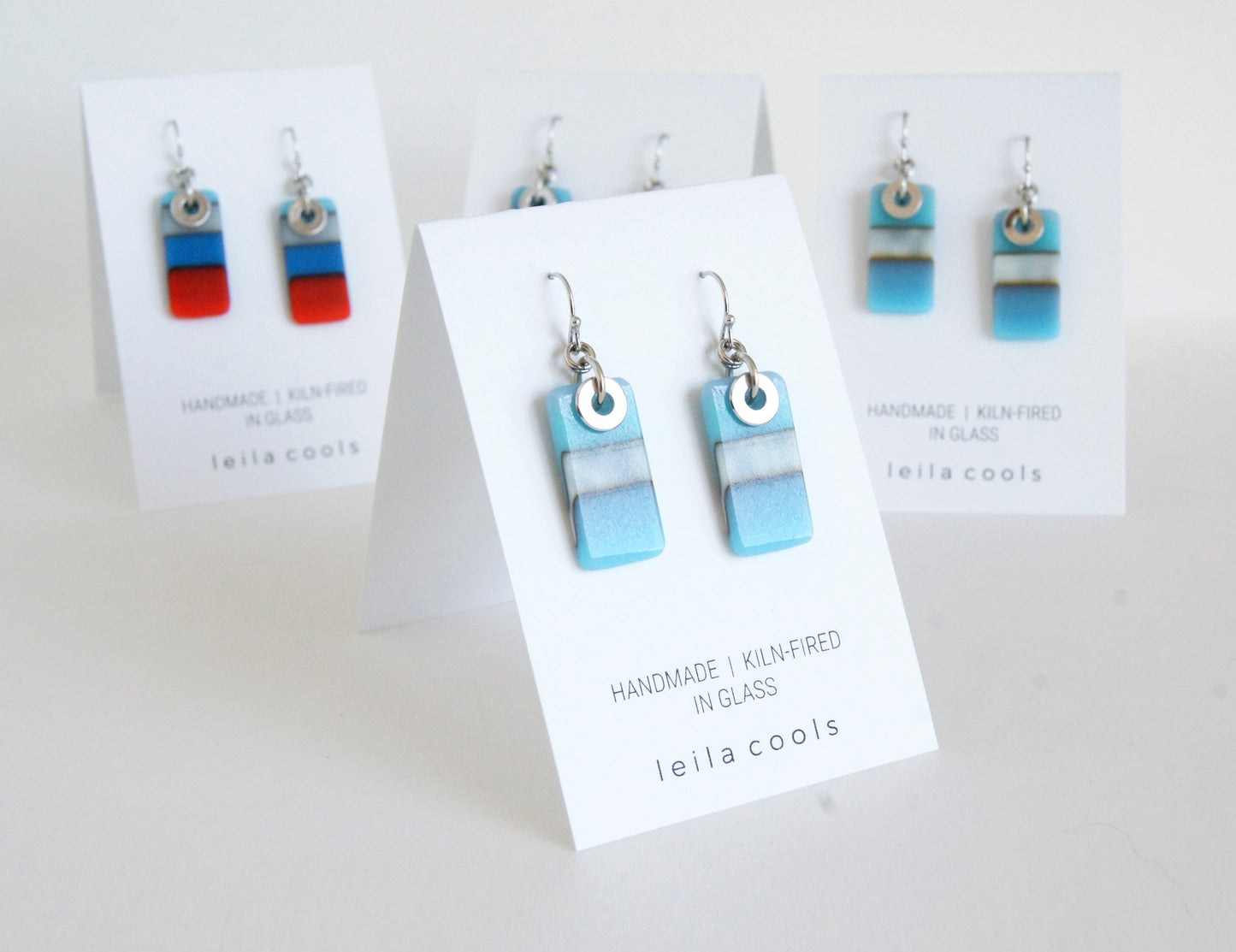 Colour Block Earrings - Blue Blue