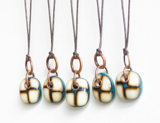 Glass Drop Necklaces with Copper