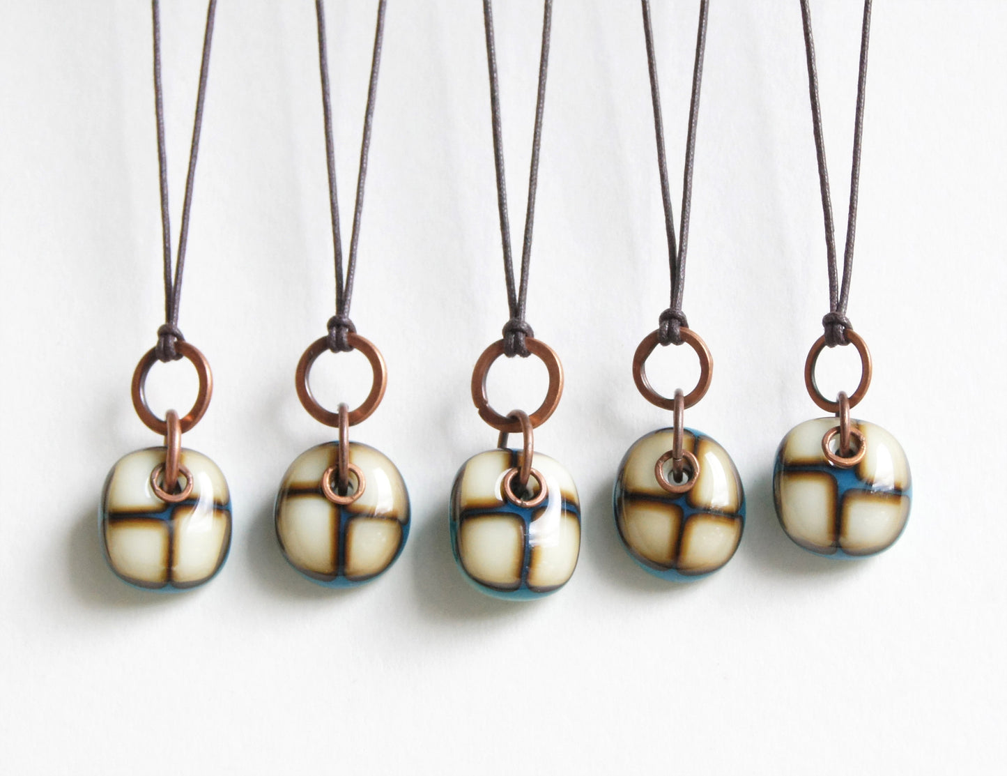 Glass Drop Necklaces with Copper