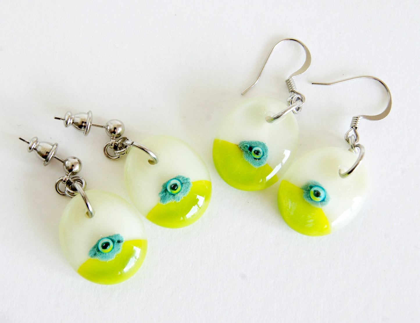 Bubble Dot Earrings - Cream and Light Olive