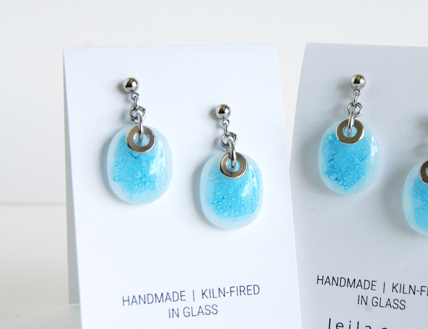 Aqua White Patina Drop Earrings