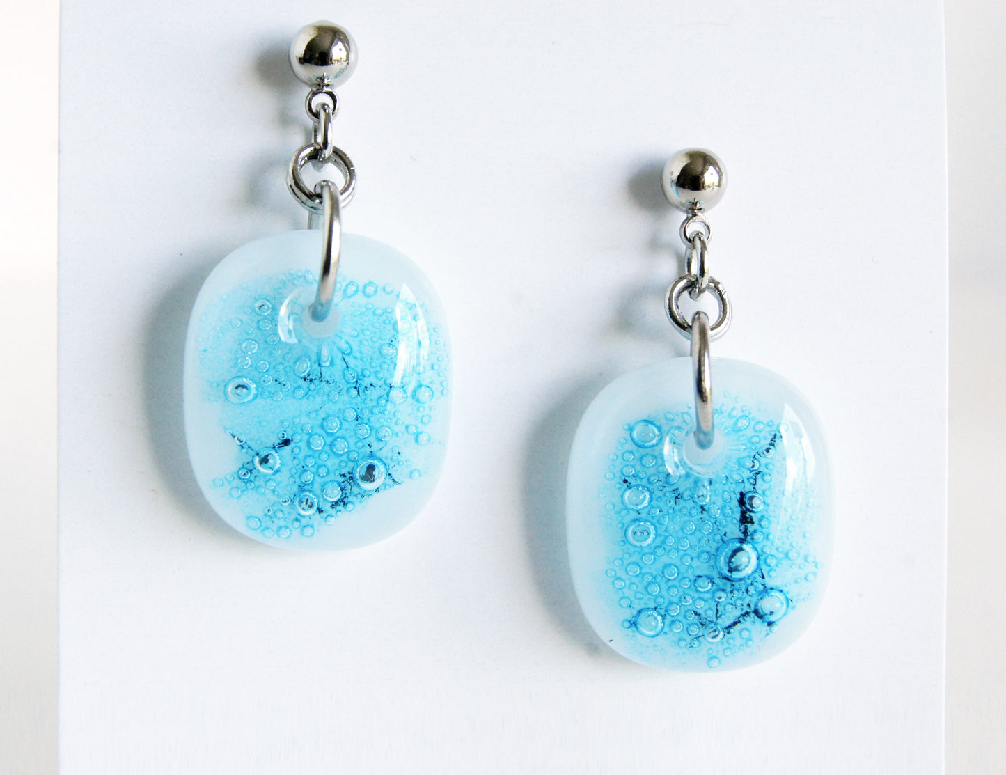 Aqua White Patina Drop Earrings