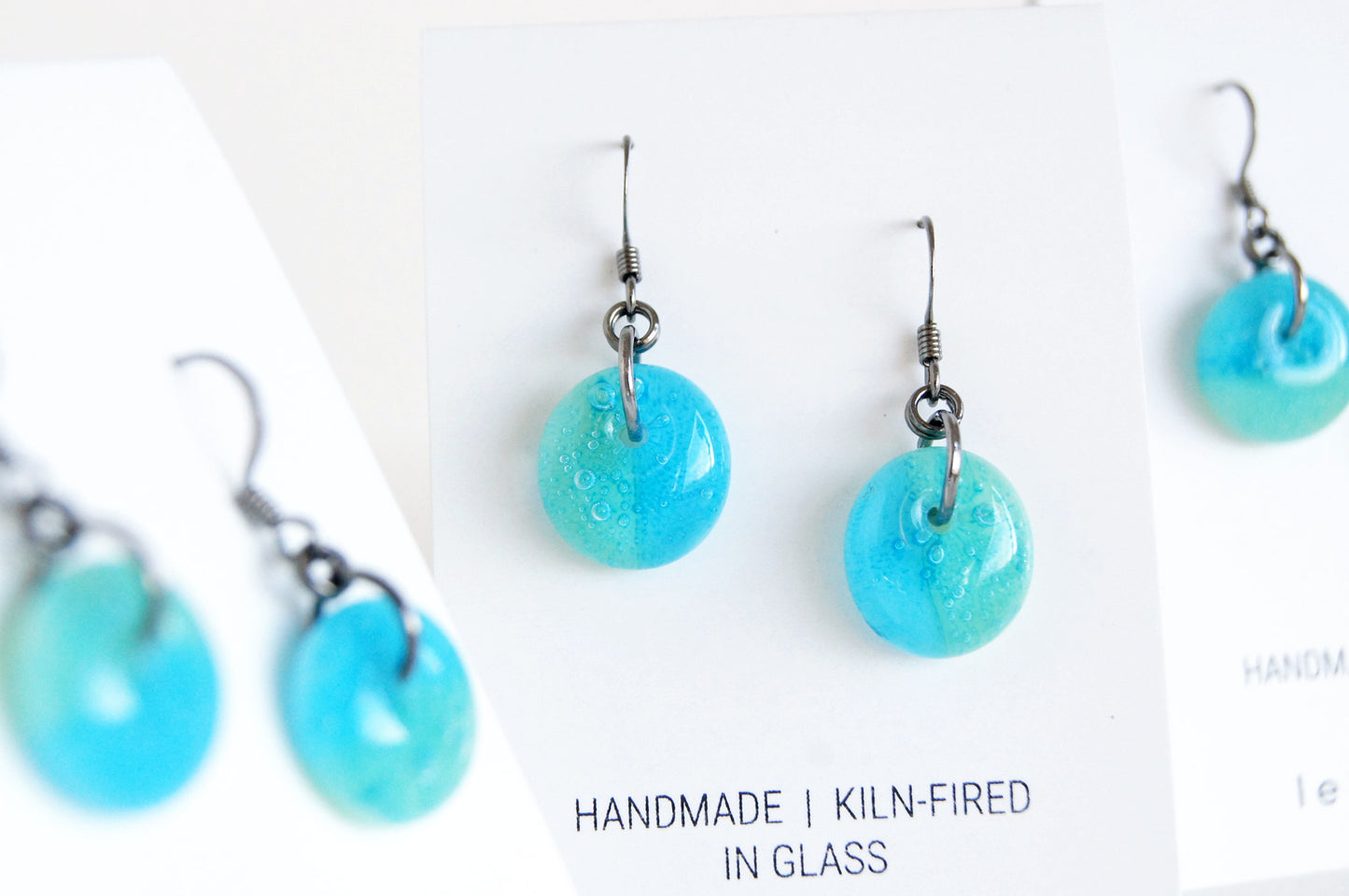 Aqua Bubble Drop Earrings