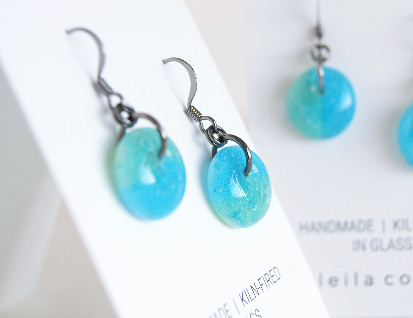 Aqua Bubble Drop Earrings