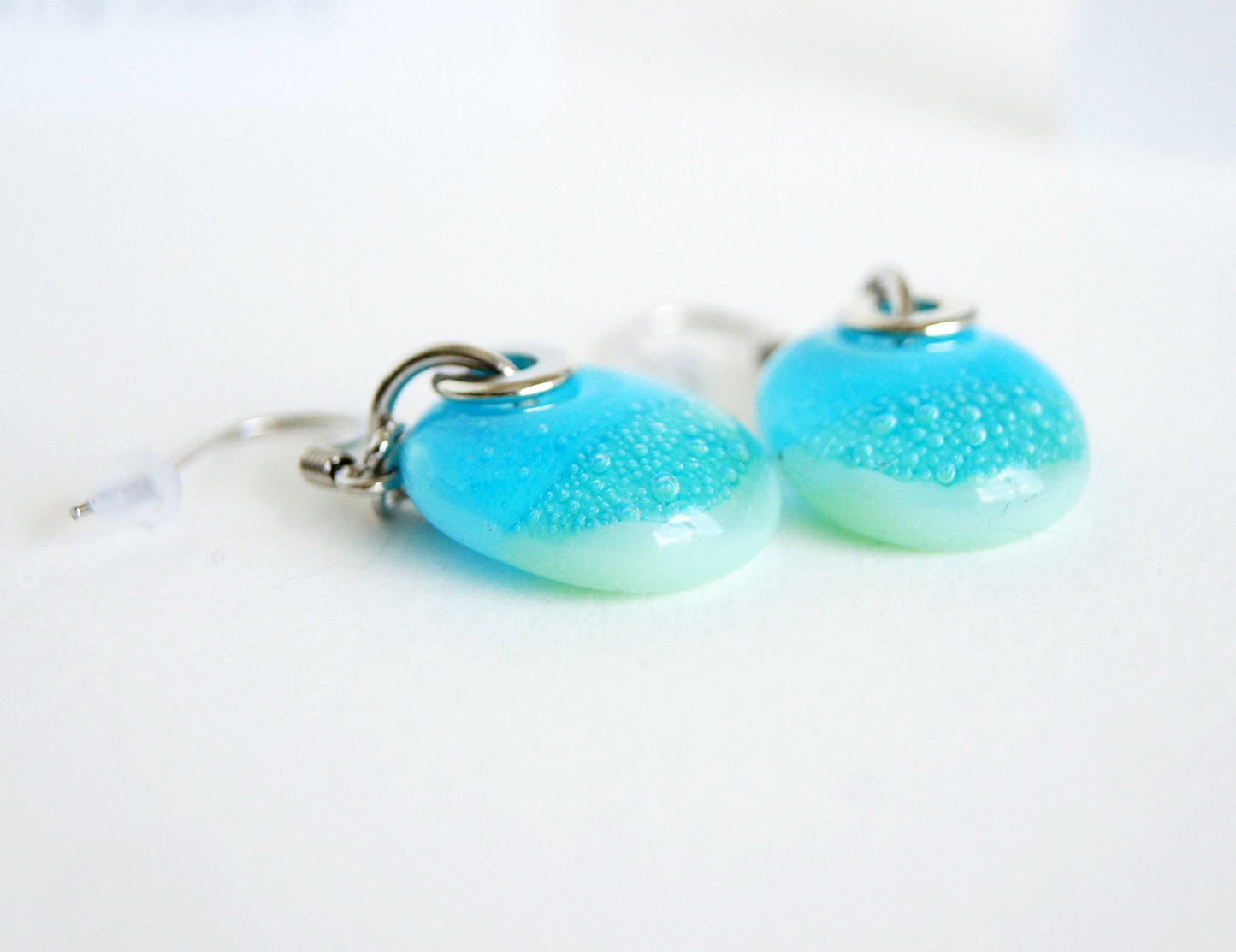 Aqua Bubble Drop Earrings
