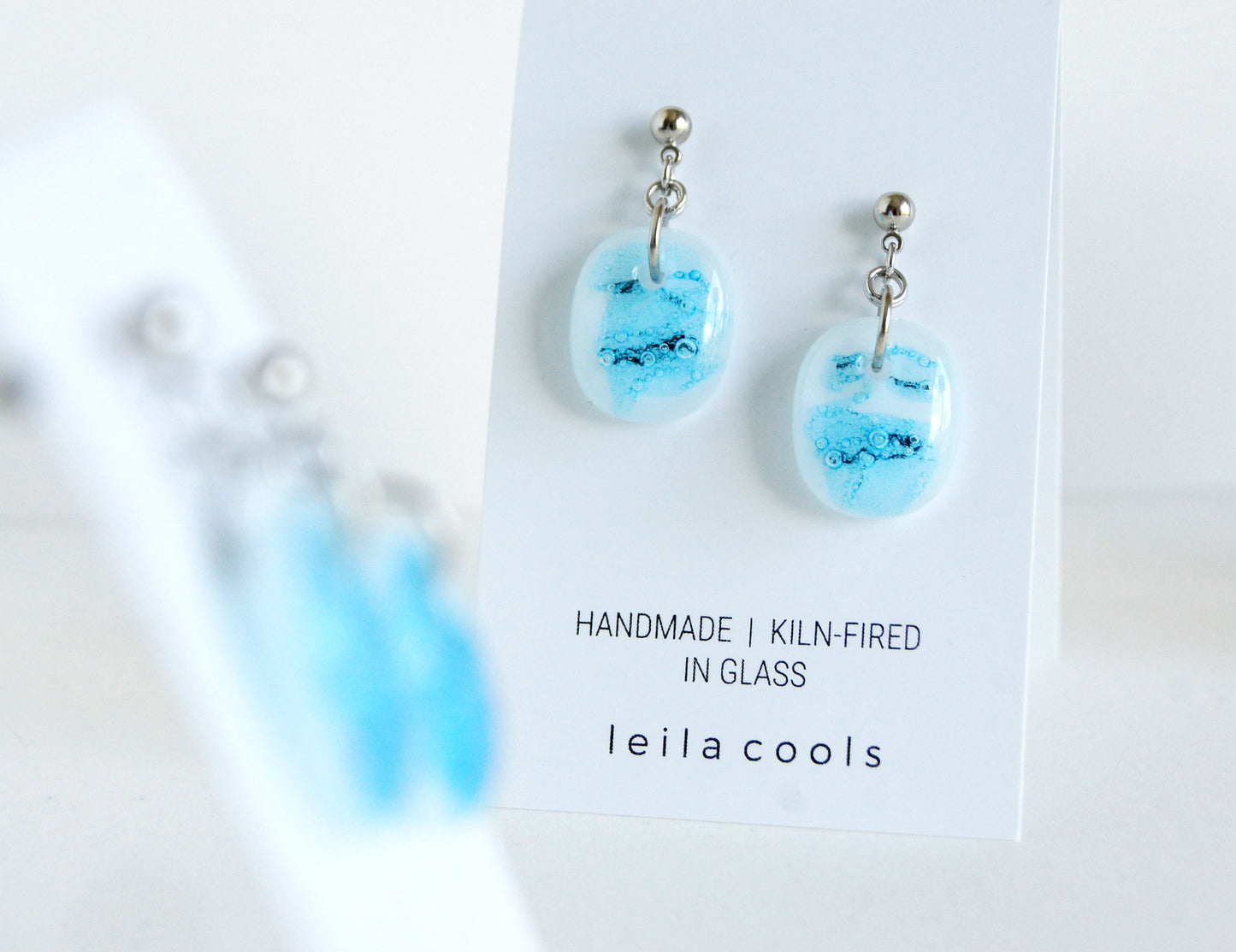 Aqua White Patina Drop Earrings