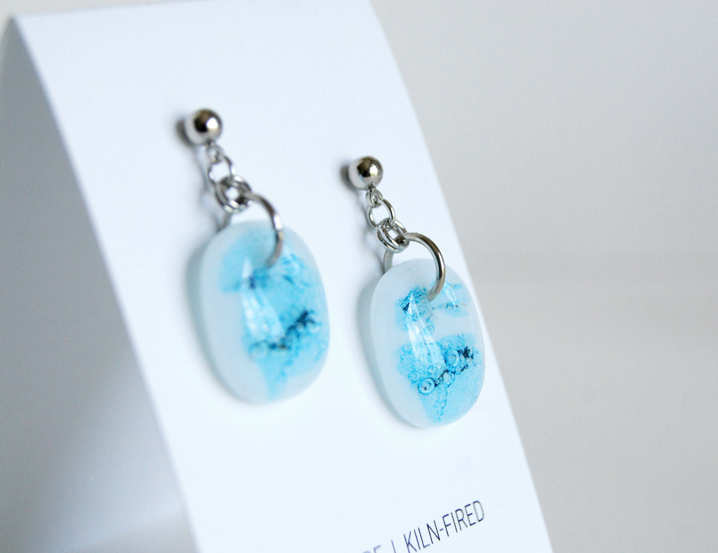 Aqua White Patina Drop Earrings