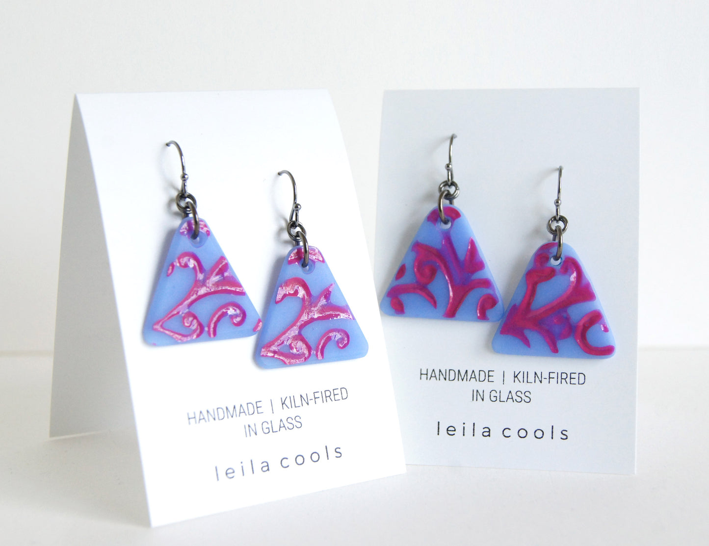 periwinkle blue and fuchsia drop earrings