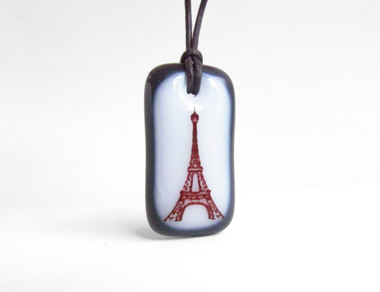 Eiffel Tower Necklace in Charcoal Grey and White.