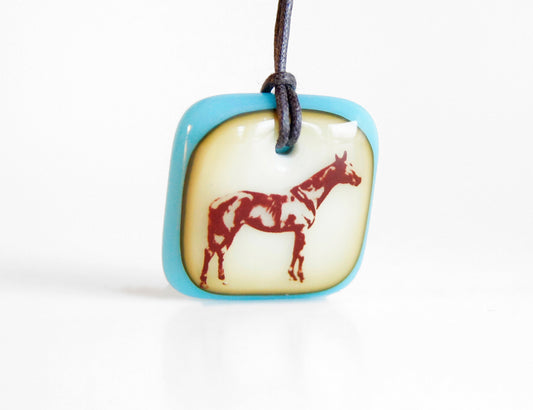 Equestrian Necklace in vintage turquoise and caramel colours.