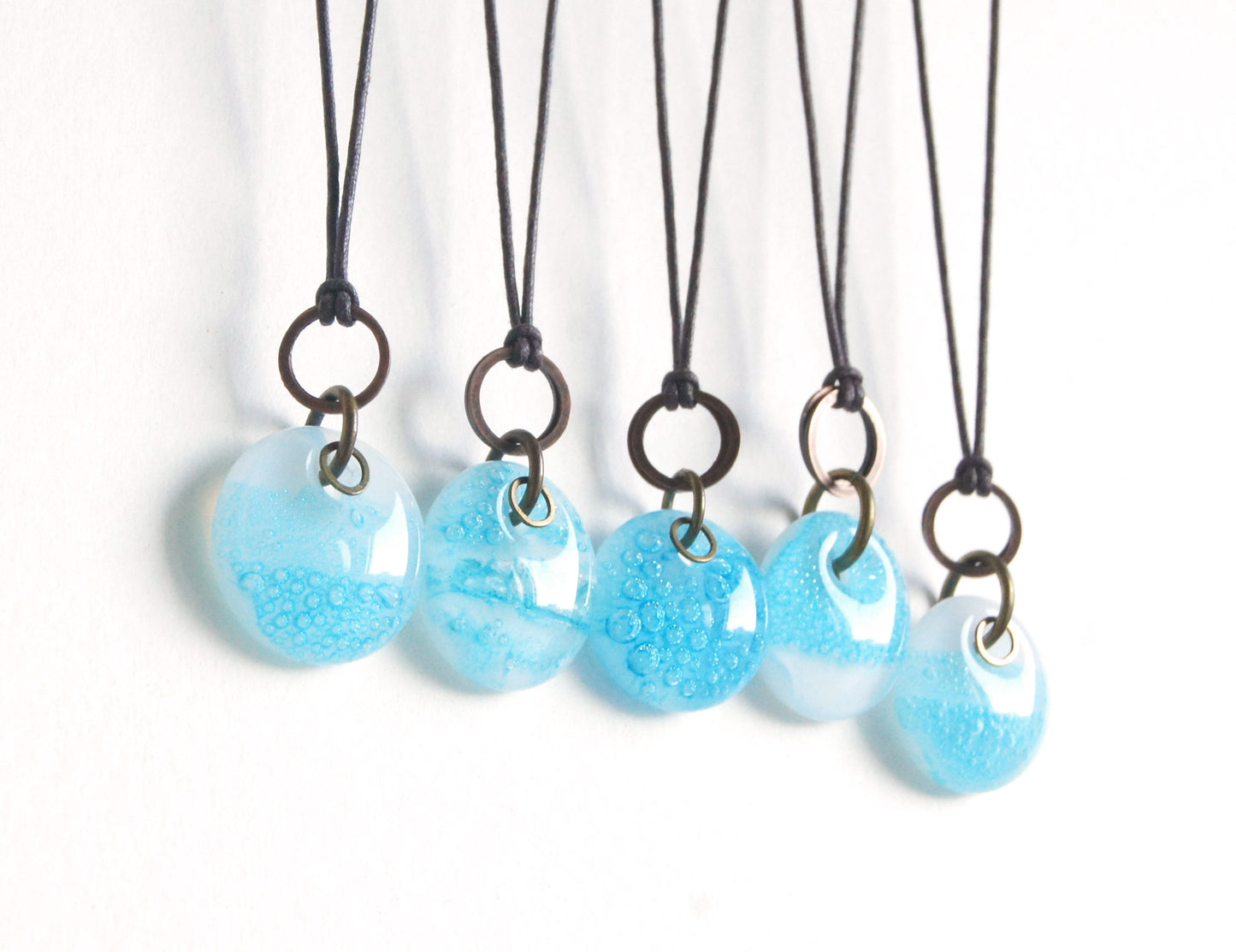 Glass Drop Necklaces with Copper and Brass