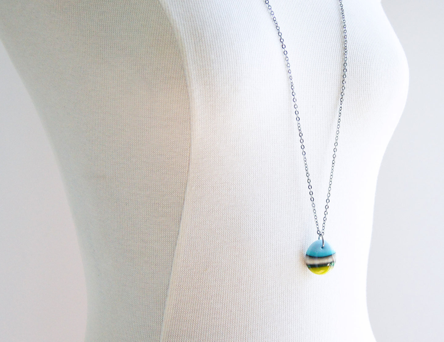 Earth Water and Sky Pendant Necklace on Long Chain