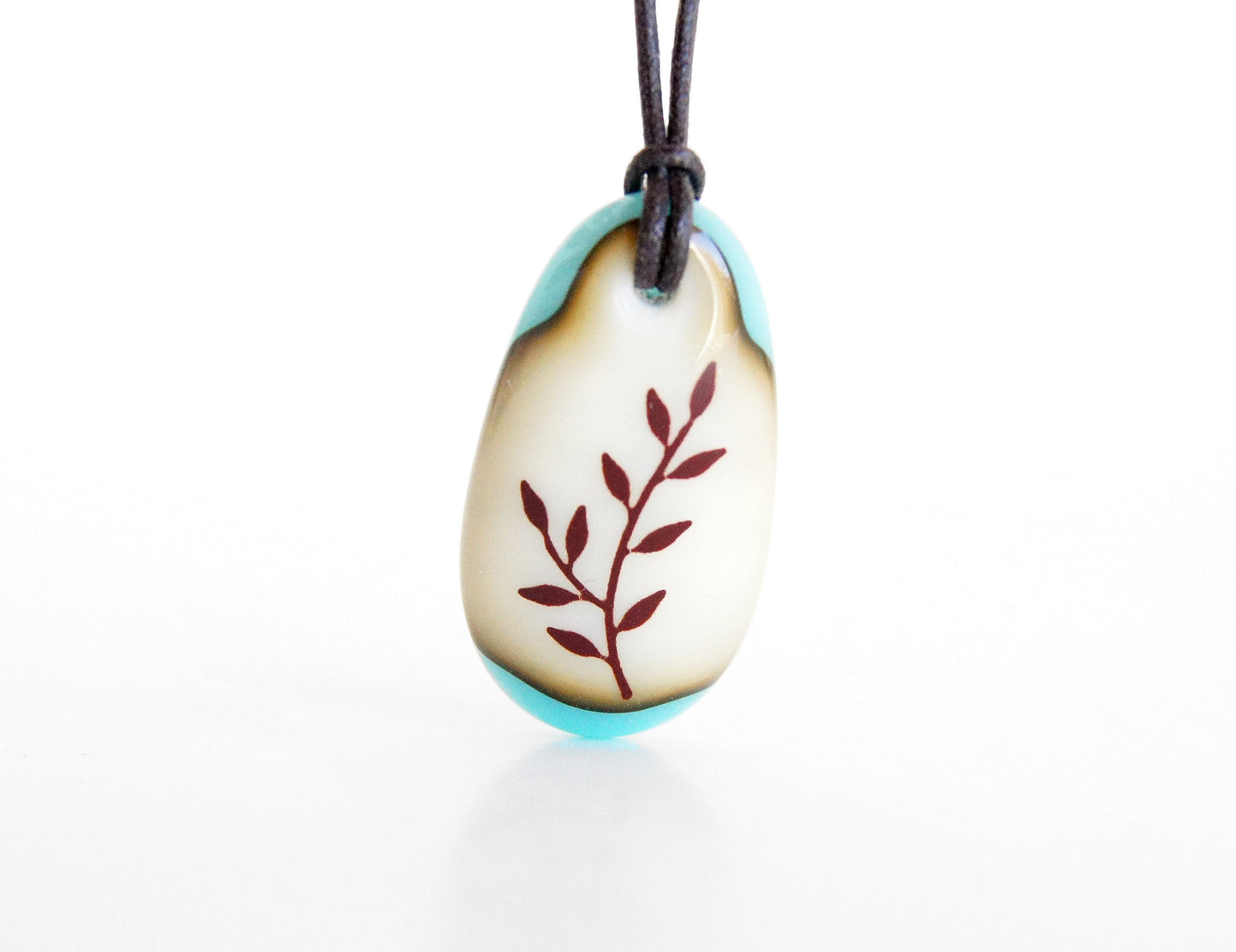 Botanical necklace with leaf branch illustration. 