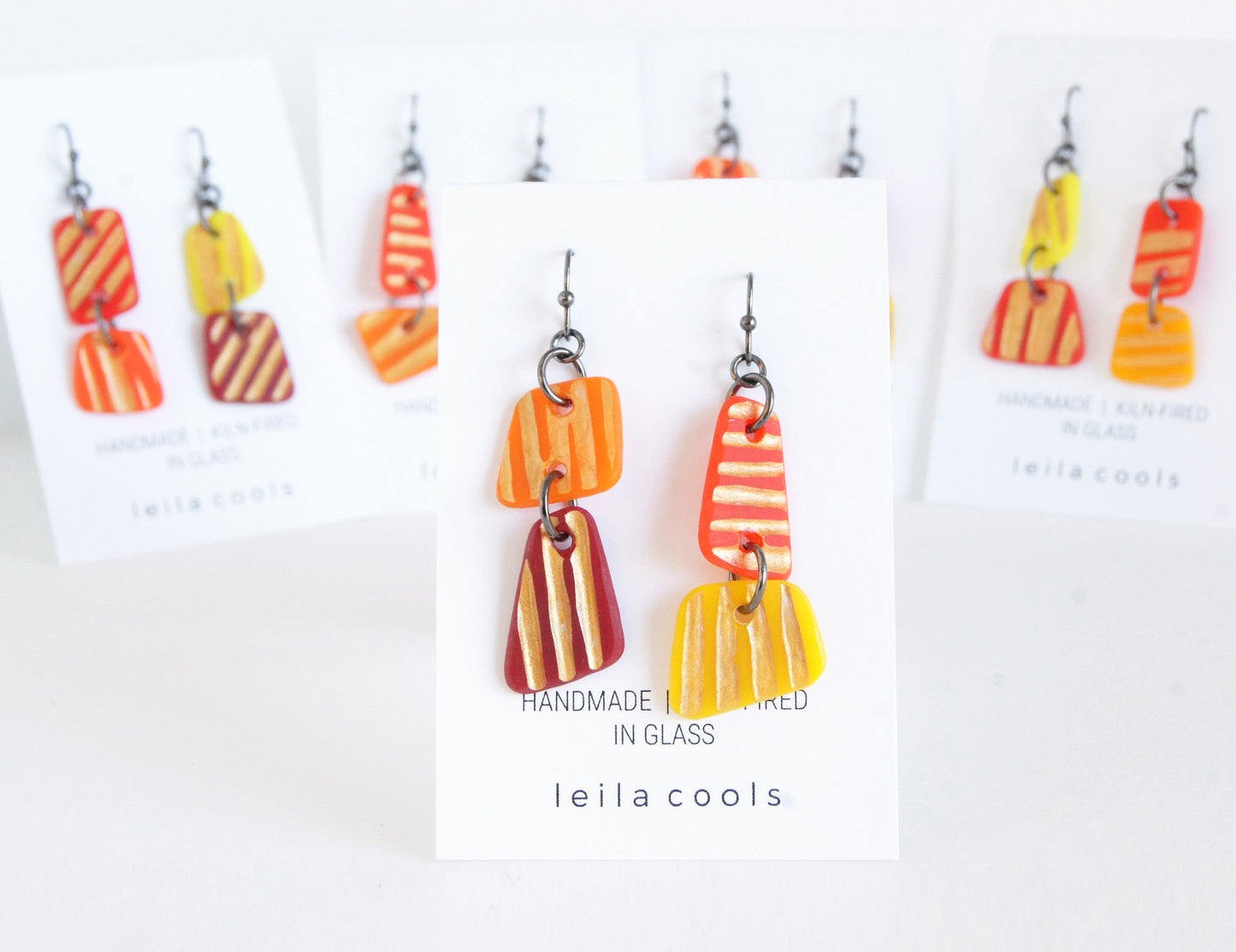 Yellow Orange Red Earrings
