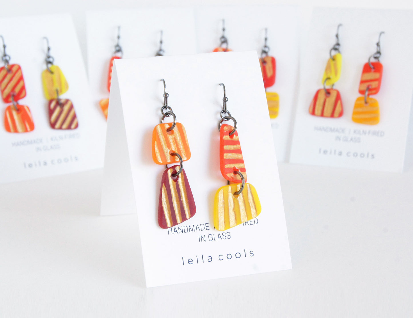Yellow Orange Red Earrings