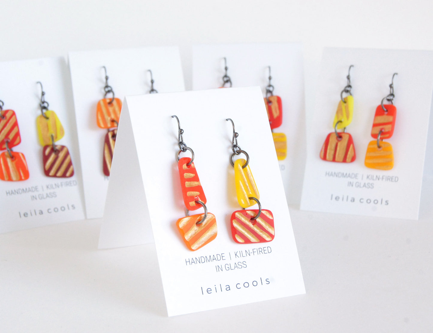 Mismatched Earrings Yellow Orange Red #11