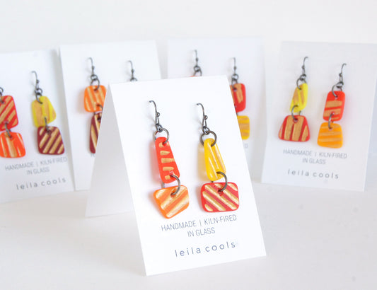 Yellow Orange Red Earrings