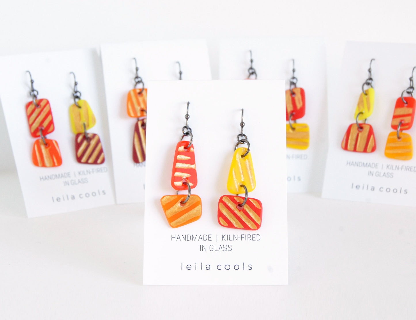 Yellow Orange Red Earrings