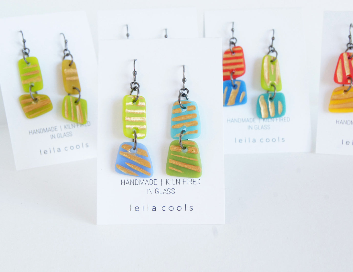 Mismatched Earrings Blue Green #5