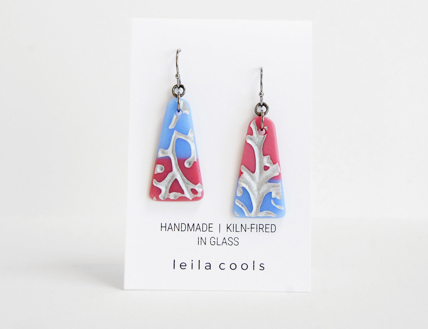 Triangle Pressed Glass Drop Earrings - One-of-a-kind