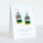 color block earrings handmade in blue and green glass