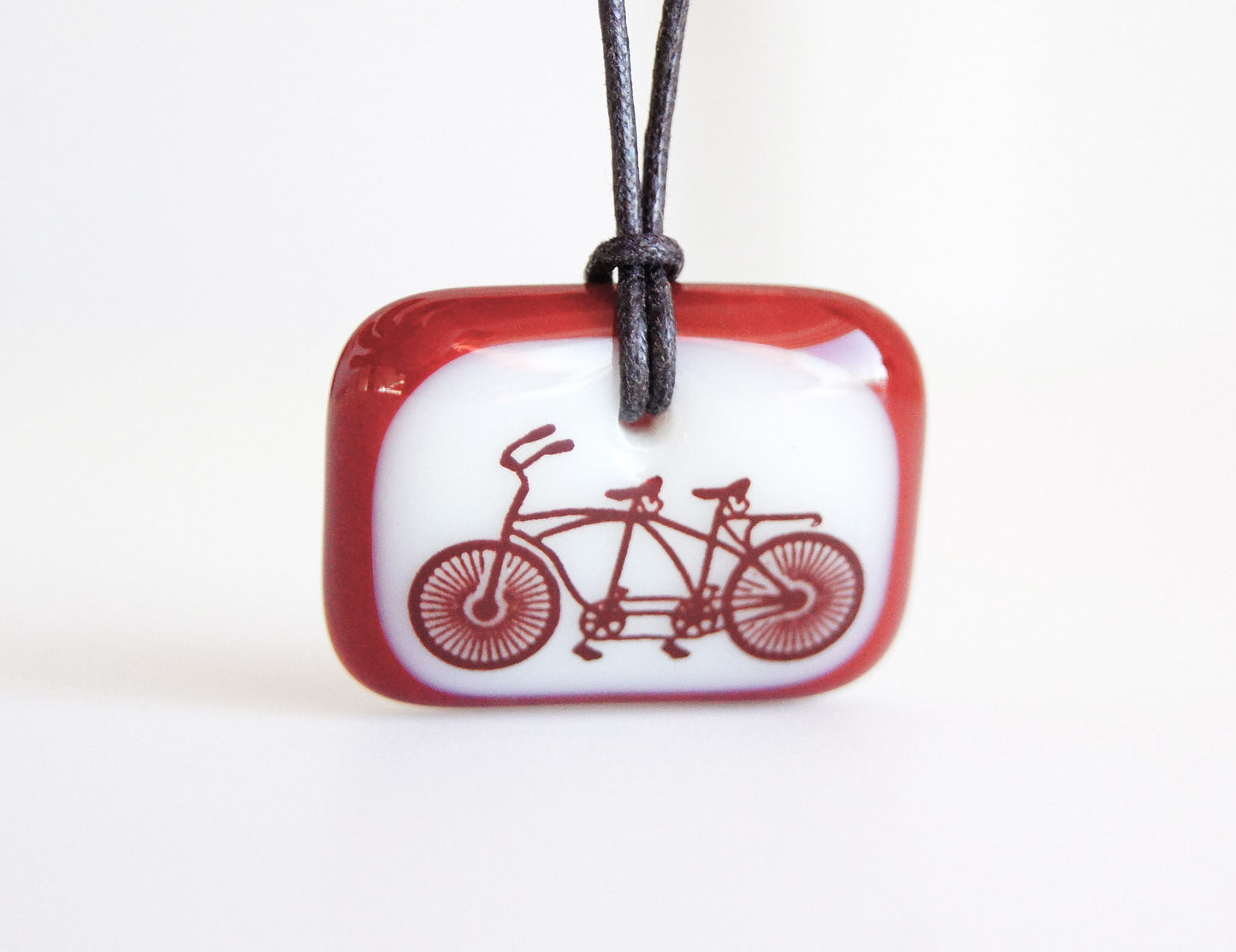 Red Tandem bicycle pendant necklace