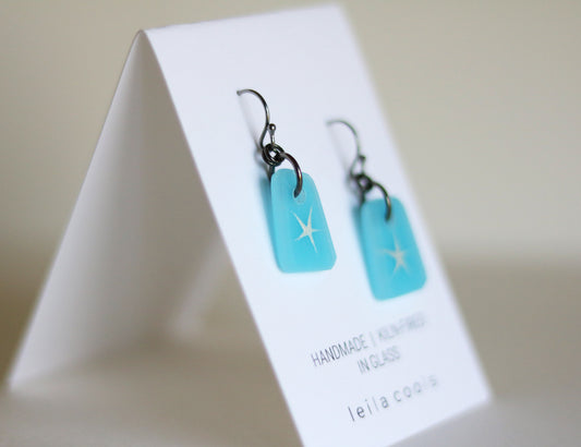Aqua Star Earrings  -  One-of-a-Kind